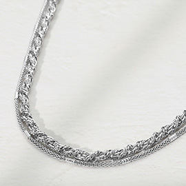 Chunky Metal Braided Box Chain Layered Necklace