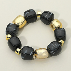 Chunky Marble Textured Beaded Stretch Bracelet