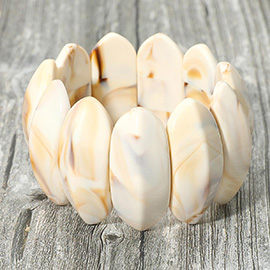 Bold Marbled Oval Penal Beaded Stretch Bracelet