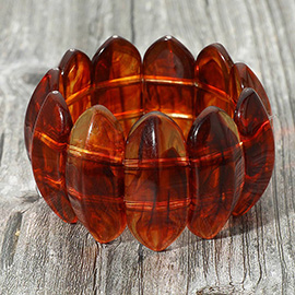 Bold Marbled Oval Penal Beaded Stretch Bracelet