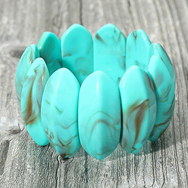 Bold Marbled Oval Penal Beaded Stretch Bracelet