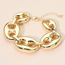 Puffy Metal Mariner Link Statement Bracelet