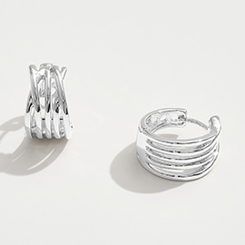 White Gold Dipped Layered Huggie Hoop Earrings