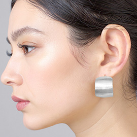 White Gold Dipped Brushed Wide Hoop Earrings