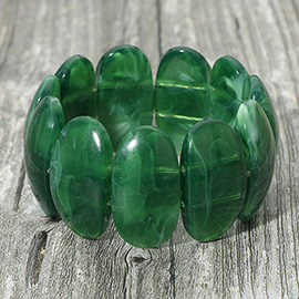 Chunky Oval Resin Panel Beaded Stretch Bracelet