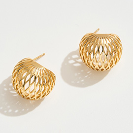 14K Gold Dipped Modern Mesh Dome Earrings