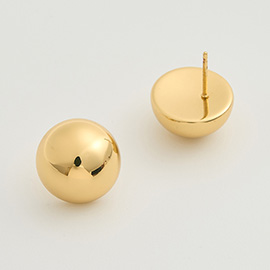 14K Gold Dipped Round Dome Stud Earrings