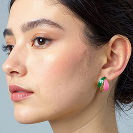 14K Gold Dipped Enamel Wave Stud Earrings