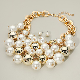 Bold Oversized Beads Embellished Collar Statement Necklace