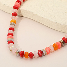 Chunky Multicolor Resin Flat Disc Beaded Necklace