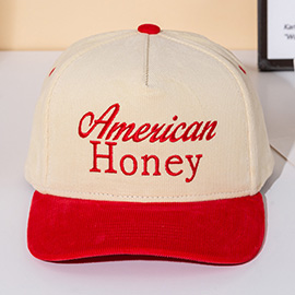 AMERICAB HONEY Message Embroidered Five Panel Canvas Snapback Baseball Cap