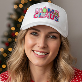 MAMA CLAUS Message Embroidered Corduroy Baseball Cap