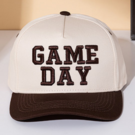GAME DAY Message Embroidered Five Panel Canvas Snapback Baseball Cap