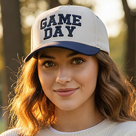 GAME DAY Message Embroidered Five Panel Canvas Snapback Baseball Cap