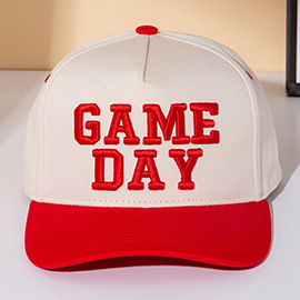GAME DAY Message Embroidered Five Panel Canvas Snapback Baseball Cap