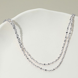 Silver Dipped Layered Twisted Chain Necklace
