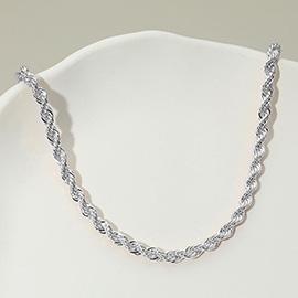 Silver Dipped Bold Rope Chain Necklace