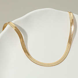 Gold Dipped Herringbone Chain Necklace