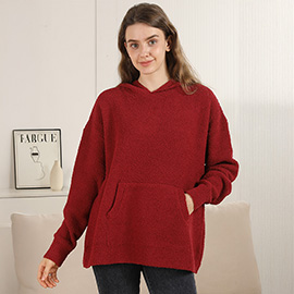 Cozy Solid Color Hooded Sweater with Pocket