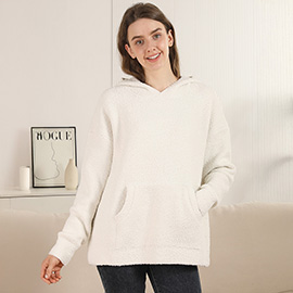 Cozy Solid Color Hooded Sweater with Pocket
