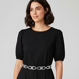 Textured Metal Double D Link Chain Waist Belt