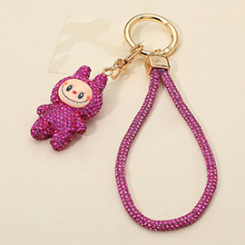 Bling Studded Monster Bunny Figure Phone Strap Keychain Bag Charm