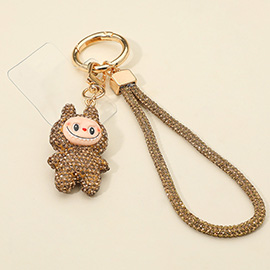 Bling Studded Monster Bunny Figure Phone Strap Keychain Bag Charm