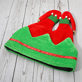 Holiday Festive Plush Elf Jingle Bell Hat
