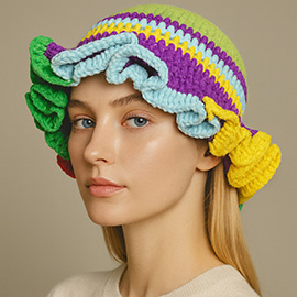 Colorful Handmade Crochet Ruffle Hat
