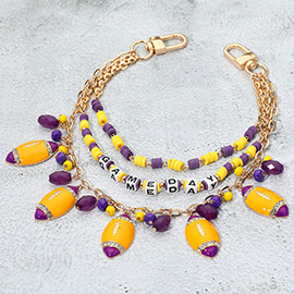 Football Charm Embellished GAME DAY Heishi Beaded Layered Bag Charm