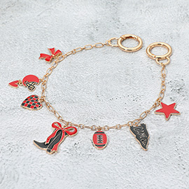 Western Theme Gameday Football Charm Station Bag Charm