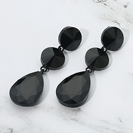Round Teardrop Stone Cluster Link Drop Evening Earrings