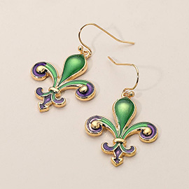 Mardi Gras Fleur de Lis Dangle Earrings