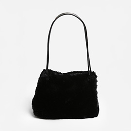Solid Faux Fur Mini Handbag Shoulder Bag