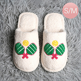 Cozy Pickleball Embroidered Indoor Floor Slippers