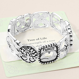 Tree of Life Family Message Stretch Bracelet