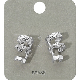 Stone Paved Triple Hoop Cuff Earrings