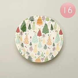 16PCS - Holiday Christmas Tree Pattern Small Paper Plates