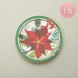 16PCS - Holiday Poinsettia Print Small Paper Plates