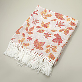 Autumn Leaf Pattern Harvest Collection Fringe Woven Throw Blanket