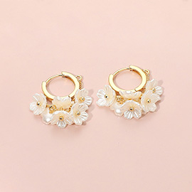 Pearl Floral Cluster Huggie Hoop Earrings