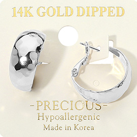 14K Gold Dipped Hypoallergenic Hammered Hoop Earrings