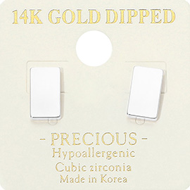14K Gold Dipped Hypoallergenic Rectangular Plate Stud Earrings