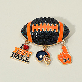 Bling Studded Football Pin Brooch