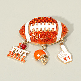 Bling Studded Football Pin Brooch