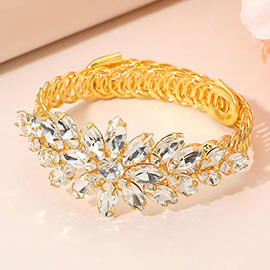 Marquise Floral Stone Cluster Adjustable Evening Bracelet