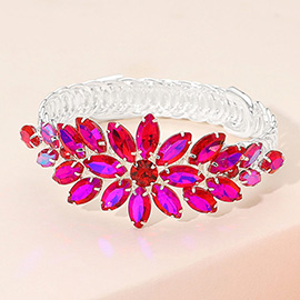 Marquise Floral Stone Cluster Adjustable Evening Bracelet