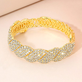 Rhinestone Paved Twisted Adjustable Evening Bracelet