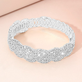 Rhinestone Paved Twisted Adjustable Evening Bracelet