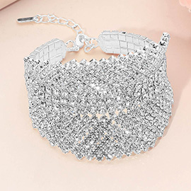 Layered Rhinestone Embellished Evening Bracelet